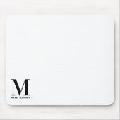 Moderner Mit Monogramm Schwarz-Weiß-Name Mousepad (Vorne)