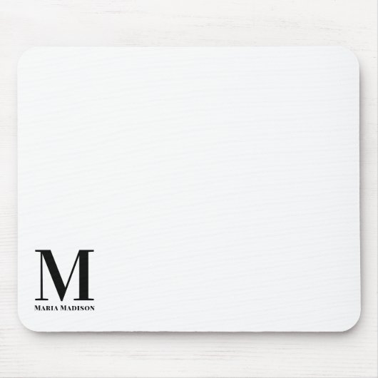 Moderner Mit Monogramm Schwarz-Weiß-Name Mousepad (Vorne)