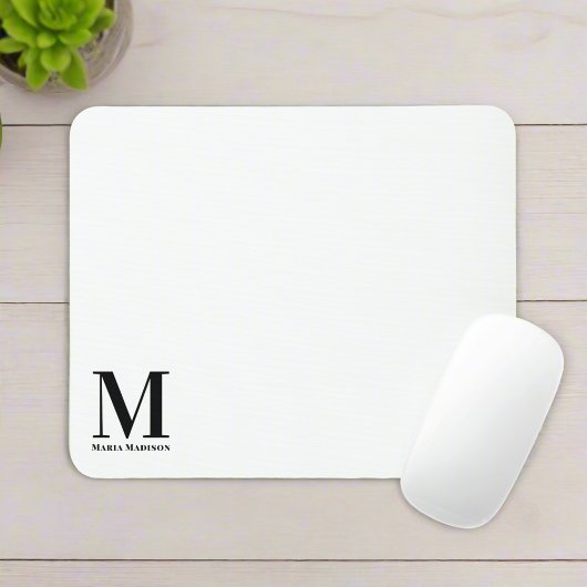 Moderner Mit Monogramm Schwarz-Weiß-Name Mousepad