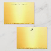 Moderner Mit Monogramm Template Trendy Gold Glitze Mitteilungskarte (Vorne/Hinten)