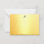 Moderner Mit Monogramm Template Trendy Gold Glitze Mitteilungskarte (Rückseite)