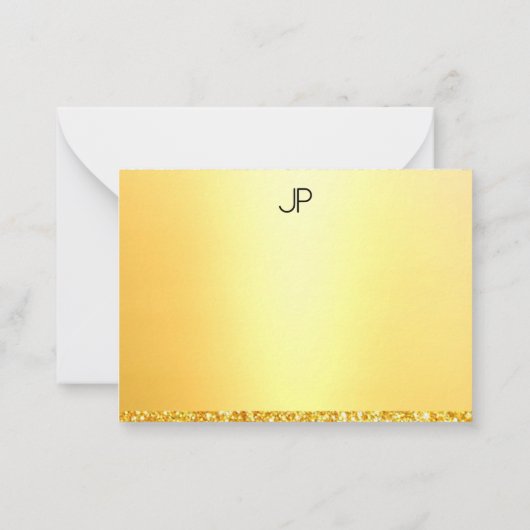 Moderner Mit Monogramm Template Trendy Gold Glitze Mitteilungskarte (Rückseite)