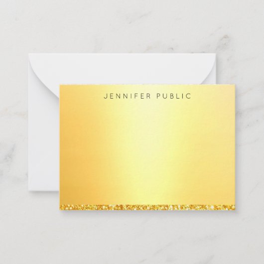 Moderner Mit Monogramm Template Trendy Gold Glitze Mitteilungskarte (Vorderseite)