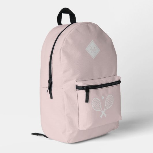 Moderner Mit Monogramm Tennisspieler Minimalistisc Bedruckter Rucksack (Rückseitige Ecke links)