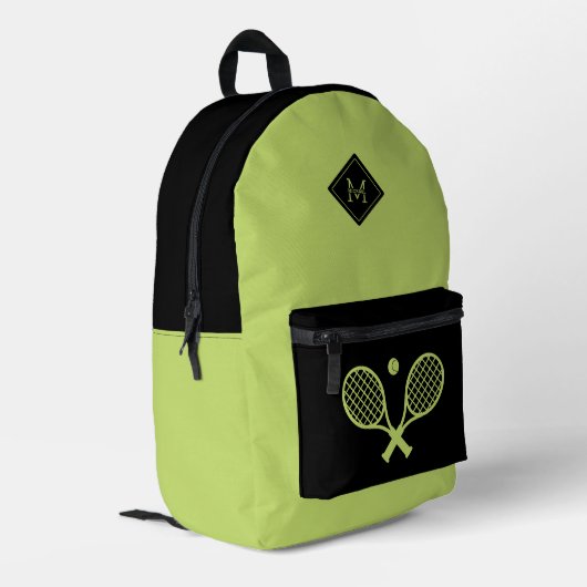 Moderner Mit Monogramm Tennisspieler Minimalistisc Bedruckter Rucksack (Rückseitige Ecke links)