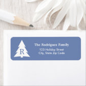 Moderner Mit Monogramm Weihnachtsbaum auf Blue (Insitu)