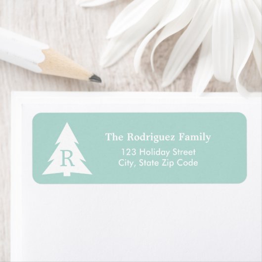 Moderner Mit Monogramm Weihnachtsbaum auf Mint Gre (Insitu)