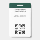 Moderner Mitarbeiter Business ID Security Pass Grü Ausweis (Rückseite)