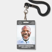 Moderner Mitarbeiter-Foto-Name-Barcode-Rund-Logo Ausweis (Vorderseite mit Lanyard)