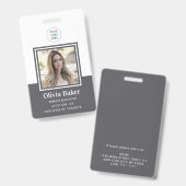 Moderner Mitarbeiter für Graue Namen Foto Firmenlo Ausweis (Vorder- & Rückseite)