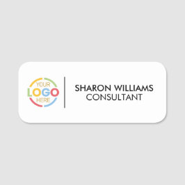 Moderner Mitarbeiter für Schwarz-weiße Firmenlogos Namensschild