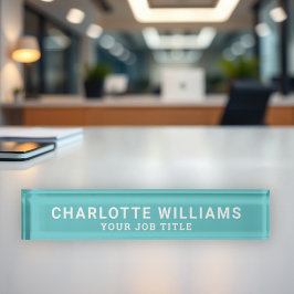 Moderner Mitarbeiter von Aqua Blue Office Namensplakette
