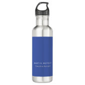 Moderner mittelblauer Schlichter Minimalistischer  Edelstahlflasche (Vorderseite)