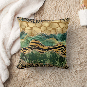 Moderner Mixed Animal Print Gold Glitzer Kissen