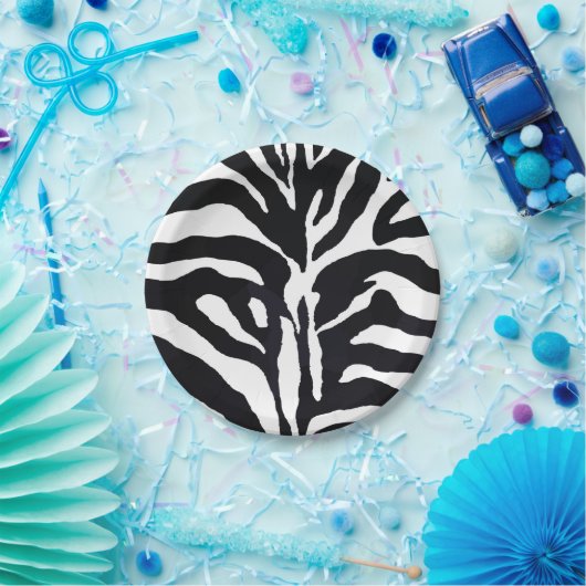 Moderner Mode-Glamour des Schwarzweiss-Zebra Pappteller (Party)