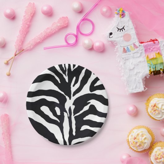 Moderner Mode-Glamour des Schwarzweiss-Zebra Pappteller (Party)