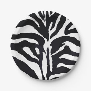 Moderner Mode-Glamour des Schwarzweiss-Zebra Pappteller