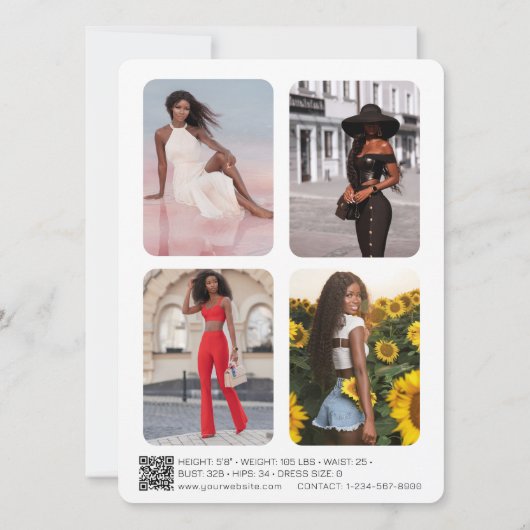 Moderner Modellierungsfaktor Comp Card 5 Foto QR C (Rückseite)