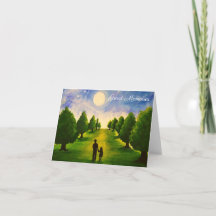 Moderner, moderner Abend mit Bäumen und Vater