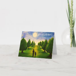 Moderner, moderner Abend mit Bäumen und Vater Karte