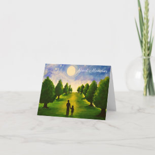 Moderner, moderner Abend mit Bäumen und Vater Karte