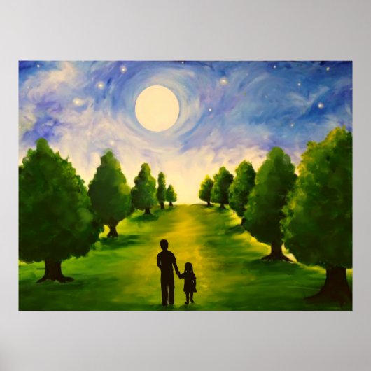 Moderner, moderner Abend mit Bäumen und Vater Poster (Vorne)