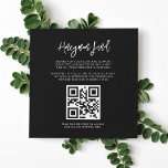 Moderner, moderner Fonds für schwarze Honeymoon QR Begleitkarte<br><div class="desc">Eine kühne und trendige Typografie für Ihre Hochzeitsarbeit,  einfach aber elegant mit einem Schwarz-Weiß-Thema. Vollständig anpassbar: Sie können bei Bedarf die Farben des Schriftartes und des Hintergrunds ändern. Ersetzen Sie das Bild durch Ihren eigenen QR-Code,  um Ihren Gästen den Zugang zu Ihrer digitalen Wunscheinrichtung zu ermöglichen.</div>