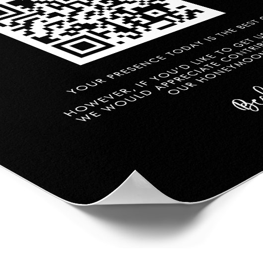 Moderner, moderner Fonds für schwarze Honeymoon QR Poster (Ecke)