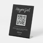 Moderner, moderner Fonds für schwarze Honeymoon QR Sockelschild (Vorderseite)