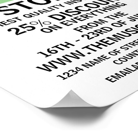 Moderner, moderner Musikinstrumentenladen Poster (Ecke)