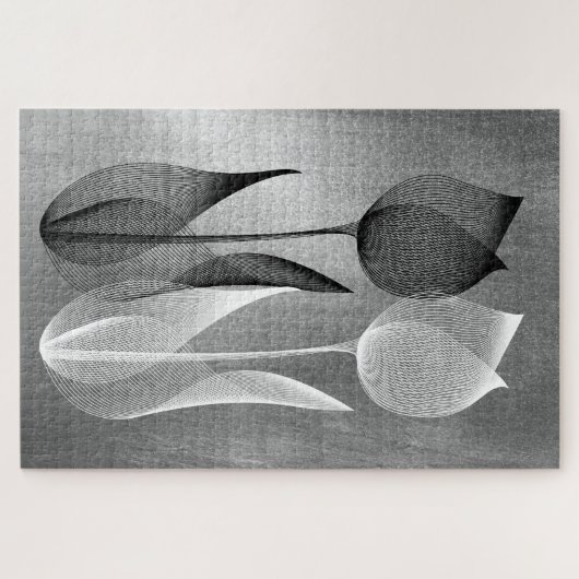 Moderner Modernitätseffekt Tulip Schwarz-Weiß-Blüt Puzzle (Horizontal)