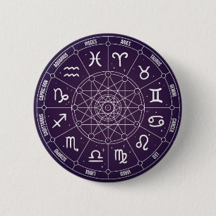 Moderner modischer Astrologierad Tierkreis Button