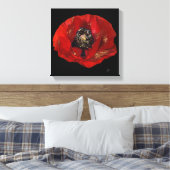 Moderner Mohnblume Glitzer Rot und Schwarz Leinwanddruck (Insitu (Schlafzimmer))