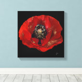 Moderner Mohnblume Glitzer Rot und Schwarz Leinwanddruck (Insitu (Holzboden))