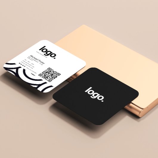 Moderner monochromer Beruflicher QR-Code Quadratische Visitenkarte