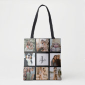 Moderner Monogram 8 Foto Collage Individuelle Name Tasche (Vorderseite)