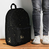 Moderner Monogram Black Gold Spritzer Stilvoll Bedruckter Rucksack
