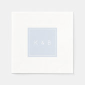 Moderner Monogram Dusty Blue & White Cocktail Serviette (Vorderseite)