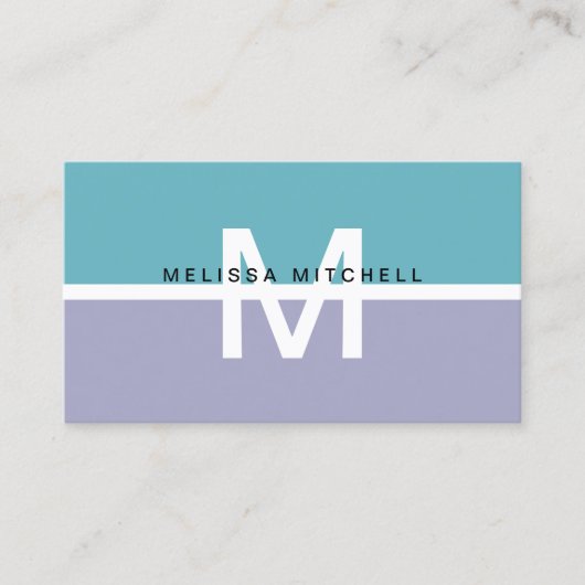 Moderner Monogram-Farbblock Visitenkarte (Vorderseite)