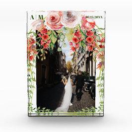 Moderner Monogram Floral Wedding Foto Block