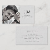 Moderner Monogram Foto Minimalistisch Linen Effekt Visitenkarte (Vorne/Hinten)