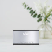 Moderner Monogram Glamour Silver Look modisch Visitenkarte (Stehend Vorderseite)