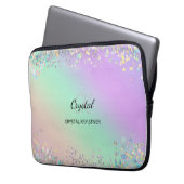 Moderner Monogram Holographic Pastel Glitzer Laptopschutzhülle (Vorderseite Links)