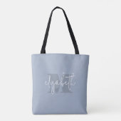 Moderner Monogram Individuelle Name Dusty Blue Tasche (Rückseite)