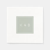 Moderner Monogram Light Sage Cocktail Serviette (Vorderseite)