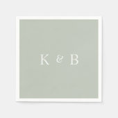 Moderner Monogram Light Sage II Cocktail Serviette (Vorderseite)