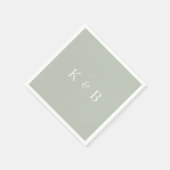 Moderner Monogram Light Sage II Cocktail Serviette (Ecke)