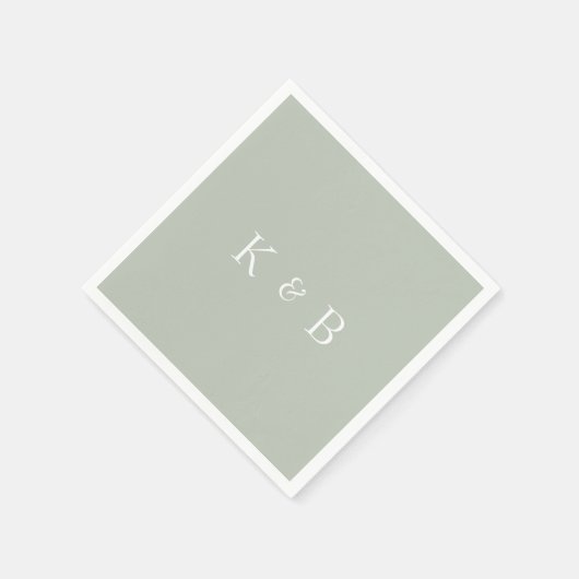 Moderner Monogram Light Sage II Cocktail Serviette (Ecke)