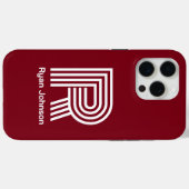 Moderner Monogram-Maroon Case-Mate iPhone Hülle (Rückseite (Horizontal))