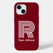 Moderner Monogram-Maroon Case-Mate iPhone Hülle (Rückseite)
